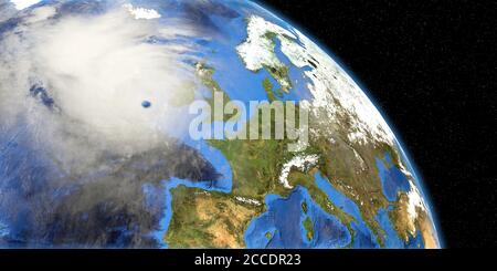Sturm Ellen über Irland aus dem Weltraum gezeigt. Elemente dieses 3d-Bildes werden von der NASA zur Verfügung gestellt. Stockfoto
