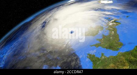 Sturm Ellen über Irland aus dem Weltraum gezeigt. Elemente dieses 3d-Bildes werden von der NASA zur Verfügung gestellt. Stockfoto