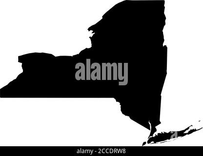 New York, State of USA - solide schwarze Silhouette Karte des Landes. Einfache flache Vektordarstellung. Stock Vektor