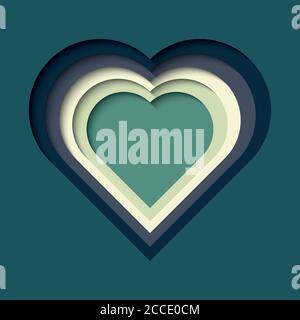 Papier ausgeschnittenen Hintergrund mit 3d-Effekt, Herzform in lebendigen Farben, Vektor-Illustration Stock Vektor