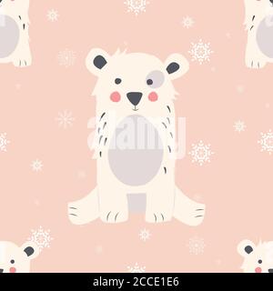 Nahtlose Merry Christmas Muster mit niedlichen Eisbären Tiere, Vektor-Illustration Stock Vektor