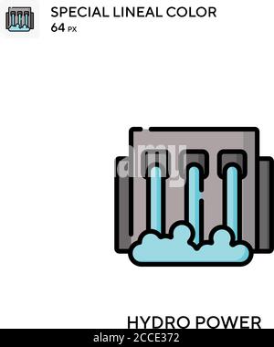 Hydro Power spezielles lineales Farbsymbol. Illustration Symbol Design Vorlage für Web mobile UI-Element. Perfekte Farbe modernes Piktogramm auf bearbeitbaren Strok Stock Vektor