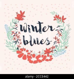 Bunte Sammlung von Winter Blumenarrangement und Blumen für Einladung, Hochzeit oder Grußkarten, Vektor-Illustration Stock Vektor