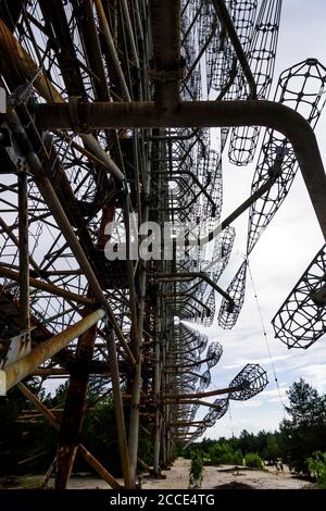 Tschernobyl (Tschernobyl), Duga-Radar, sowjetisches Überhorizont-Radarsystem (OTH), das als Teil des sowjetischen Raketenabwehrradarnetzes eingesetzt wird, Stockfoto