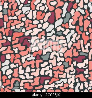 Nahtloses Muster mit organisch handgezeichneten abgerundeten und gestreiften Formen, Vektor-Illustration Stock Vektor