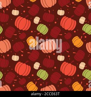 Thanksgiving und Herbst nahtlose Muster mit Kürbissen, buntes Design, Vektor-Illustration Stock Vektor