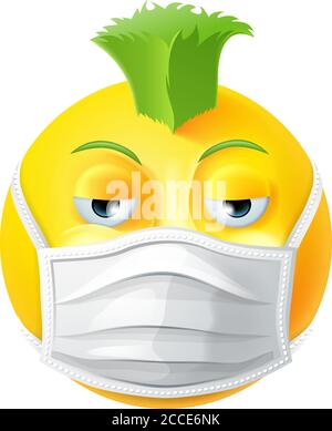 Punk Emoticon Emoji PPE Medizinische Maske Gesicht Symbol Stock Vektor