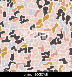 Nahtloses Muster mit organisch handgezeichneten abgerundeten und gestreiften Formen, Vektor-Illustration Stock Vektor