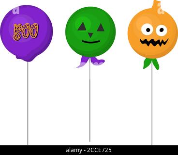 Halloween Keypops, Lollipop Rezepte FÜR HALLOWEEN. DESSERTS. Isoliertes Element. Vektorgrafik Stock Vektor