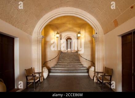 Treppenhaus, Rathaus, Plaza des Born, Ciutadella, Menorca Stockfoto