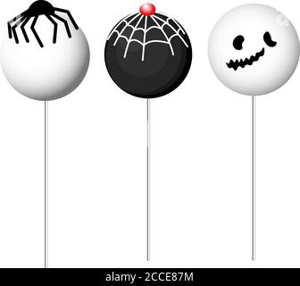 Halloween Keypops, Lollipop Rezepte FÜR HALLOWEEN. DESSERTS. Isoliertes Element. Vektorgrafik Stock Vektor