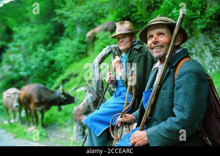 Italien, Trentino-Südtirol, Südtirol, Südtirol, Vinschgau , vom alten Leben, Bergbauern in Südtirol, Schlandrauntal, Schlanderser Alm, Hi Stockfoto