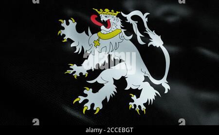 3D Illustration einer wehenden belgischen Stadtflagge von Gent (Land Belgien) Stockfoto