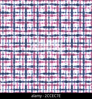 Krawatte Farbstoff Shibori Nahtloses Muster. Aquarell handbemalte bunte Streifen auf weißem Hintergrund. Aquarell abstrakt gestreift karierte Textur. Drucken für Stockfoto