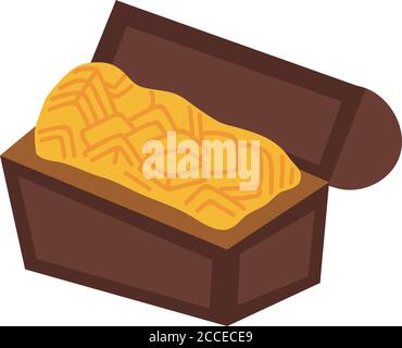 Schatztruhe mit Gold flach Stil Symbol Vektor Illustration Design Stock Vektor