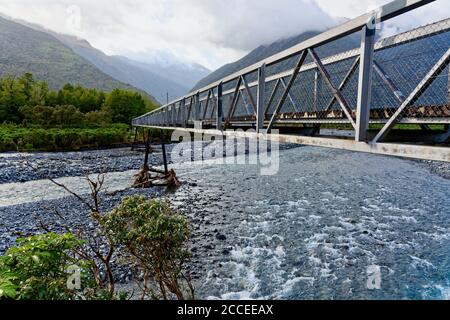 Deception Bridge entlang des Great Alpine Highway bei Arthurs Pass, Neuseeland Stockfoto