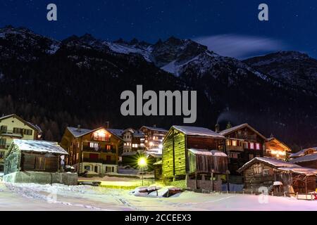 Europa, Schweiz, Wallis, Grächen, Winterstimmung in Grächen Stockfoto