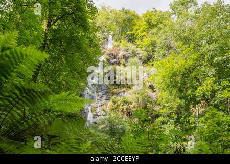 Lange Exposition des großen Wasserfalls bei Canontegn fällt in Devon Stockfoto