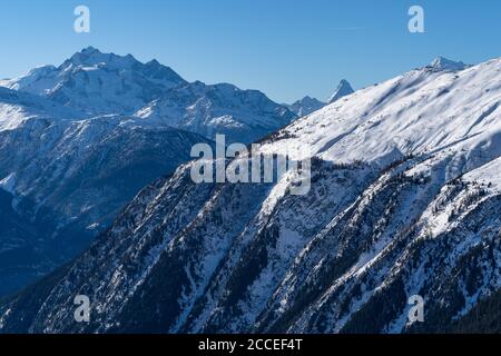 Europa, Schweiz, Wallis, Belalp, Blick vom Hotel Belalp auf das Matterhorn Stockfoto