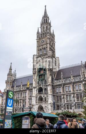 Europa, Deutschland, Bayern, München, Innenstadt, Marienplatz, Weihnachtsmarkt Stockfoto