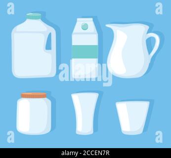 Kunststoff oder Glas Tassen Flaschen Mockups, Kunststoff-Flasche Verpackung Glas Tasse und Glas Vektor Illustration Stock Vektor