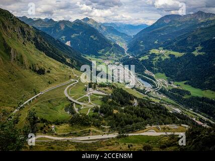 Gotthard Passstrasse in der Schweiz Stockfoto