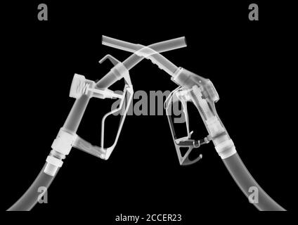 Zwei Benzinhandpumpen, Röntgen Stockfoto