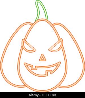 halloween Kürbis Gesicht Neon Stil Vektor Illustration Design Stock Vektor