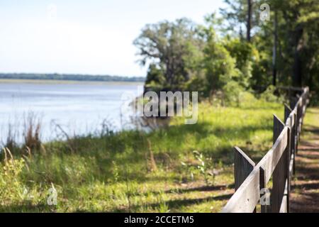 Zaunlinie im Crooked River State Park, Georgia Stockfoto