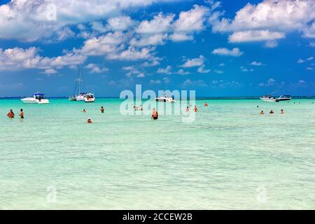 Strandlandschaft auf Isla Mujeres, Yucatan Peninsula, Karibisches Meer, Mexiko Stockfoto