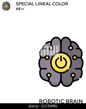 Robotergehirn spezielles lineales Farbsymbol. Illustration Symbol Design Vorlage für Web mobile UI-Element. Stock Vektor