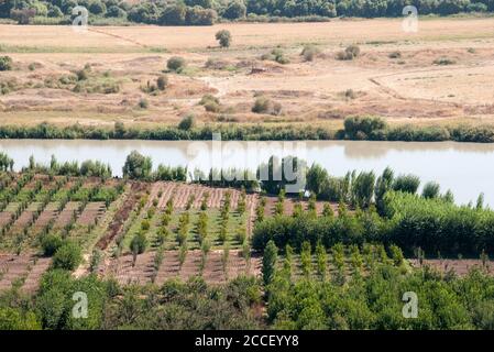 Ackerland im Tigris River Valley am Rande der kurdischen Stadt Diyarbakir, in der östlichen Anatolien Region im Südosten der Türkei. Stockfoto