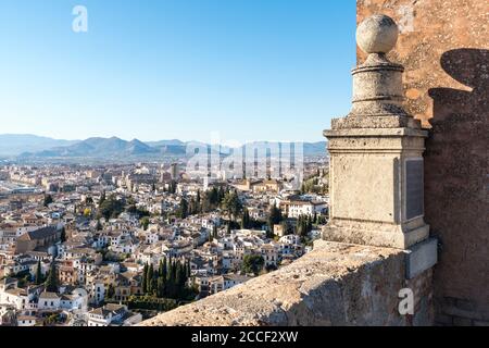 Spanien, Granada, Alhambra, Alcazaba, Torre de la Vela, Wachturm Stockfoto