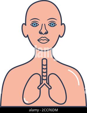 avatar Person und Lunge Symbol über weißem Hintergrund, Linie füllen Stil, Vektor-Illustration Stock Vektor