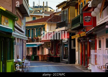 Architektur der Altstadt von Lefkada in Griechenland. Stockfoto