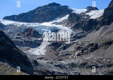 Österreich, Montafon, der Ochsentaler Gletscher am Piz Buin. Stockfoto