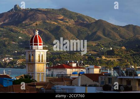 Glockenturm von Agia Triada Kirche in Zakynthos, Griechenland. Stockfoto