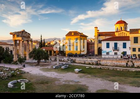 Reste der römischen Agora in der Altstadt von Athen, Griechenland. Stockfoto