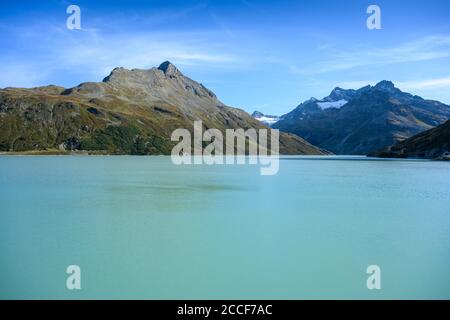 Österreich, Montafon, Silvrettasee, Biehler Höhe mit dem Hohen Rad (2934 m). Stockfoto