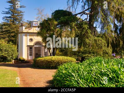 Palheiro Gärten in Funchal mit exotischen Bäumen, mehrere Themengärten, Kapelle, Madeira, Portugal Stockfoto