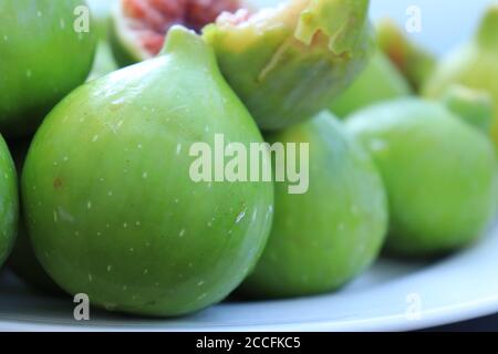 Bio reife und gesunde geerntete Feigen lat. Ficus carica Stockfoto