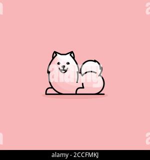 Abbildung der Lichtlinie niedlichen Hund Logo auf rosa Hintergrund Stock Vektor