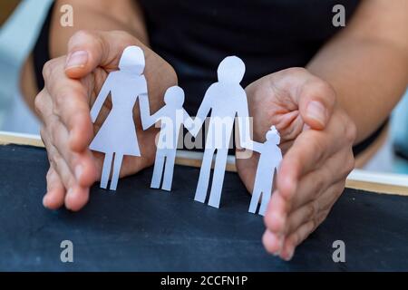 Heim und Familie Schutz, Versicherung Konzept Stockfoto