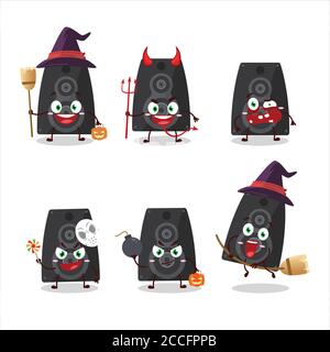 Halloween Ausdruck Emoticons mit Cartoon-Charakter der Stereo-Lautsprecher Stock Vektor