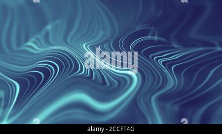Künstliche Intelligenz abstrakter Hintergrund. Technologie digitale Abbildung mit blauem Linienfluss. Motion Grafik futuristisches Element. Energiemuster Stockfoto