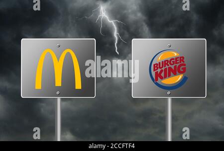 McDonald's gegen Burger King Stockfoto