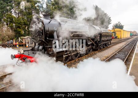 Ex-USA S160 Dampflok 6046 in Minehead Station, West Somerset Railway Spring Gala, England, Großbritannien Stockfoto