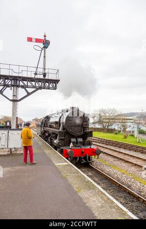 Ex-USA S160 Dampflok 6046 in Minehead Station, West Somerset Railway Spring Gala, England, Großbritannien Stockfoto