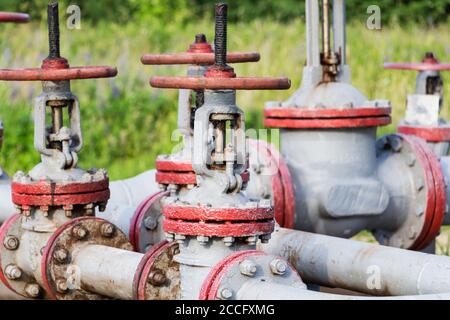 Abgedichtete Rohrleitungsarmatur mit großem Durchmesser. Absperrventile. Stockfoto