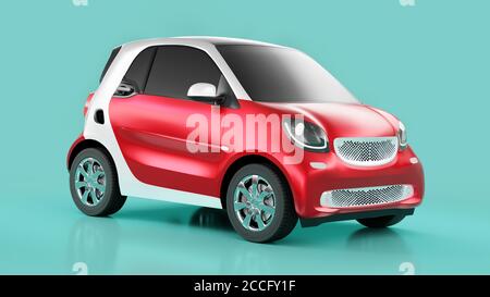 Vorderansicht des Eco Red Concept Car auf blauem Hintergrund Stockfoto